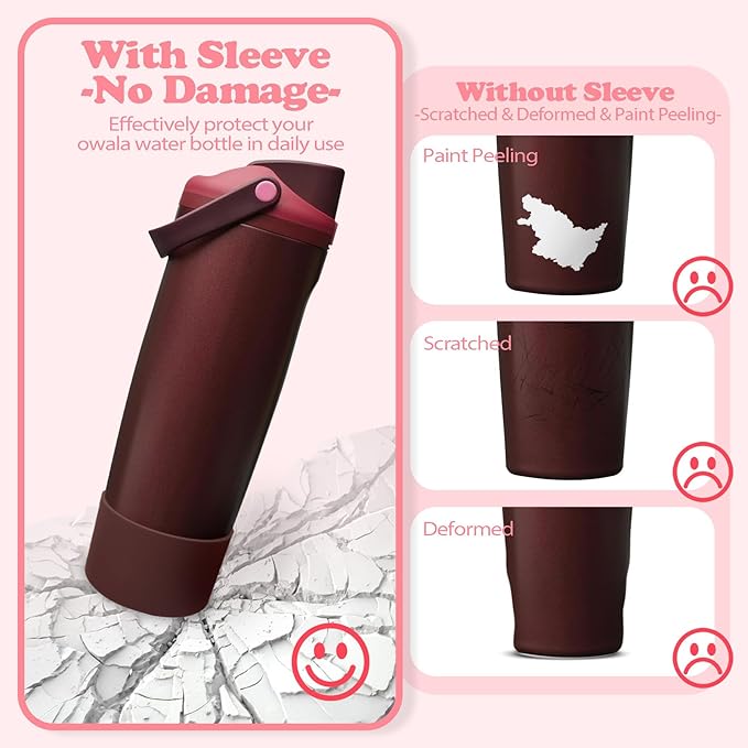 Silicone Boot for Owala 30oz & 40oz FreeSip Sway Bottles & Tumblers - Non-Slip, Scratch-Resistant, Stability Enhancer, Available in 12 Colors (Black Cherry)