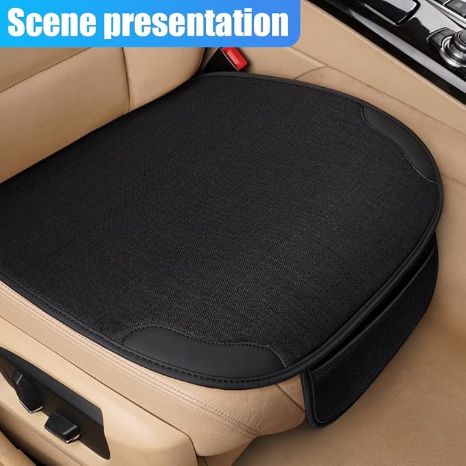 YoRise Car Seat Cover, Universal Cool Auto Front Seat Cushion Protector with Storage Pocket & Non Slip Bottom, Comfortable Breathable Vehicle Driver Seats Pad for SUVs, Trucks, Sedans (Black)