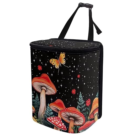 Hanging Mushroom Car Trash Bin Interior Accessories Portable Vehicle Garbage Cans Bag for Back Seat Washable Mini Car Trash Cans for Front Back Seat