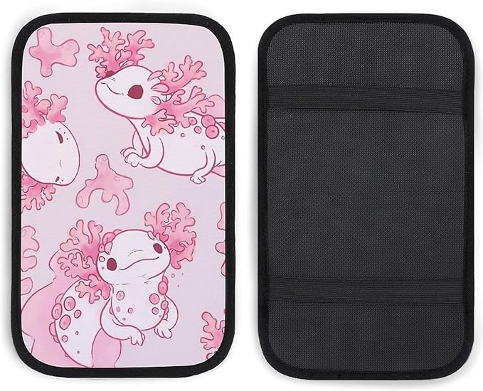 Axolotl Car Center Console Cushion Pad,Waterproof Armrest Seat Box Cover Protector,Comfortable Car Decor Accessories Fit for Most Cars, Vehicles, SUVs