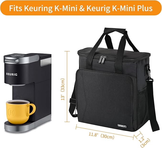 Travel Coffee Maker Carrying Bag Compatible with Keurig K-Mini or K-Mini Plus, Single Serve Coffee Maker Portable Storage Bag with Shoulder Strap(Patented Design)