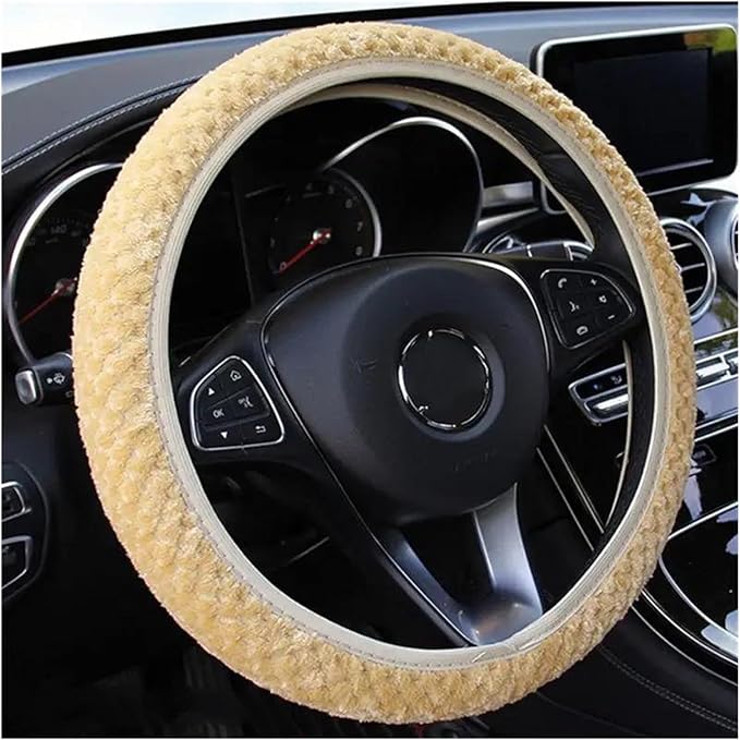 Car Accessories Steering Wheel Cover Non-Slip Fashionable Winter Little Velvet Without Inner Ring Plush Car Wheel Cover (Color : 4)