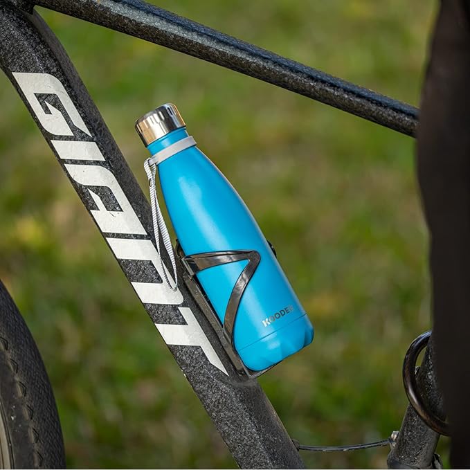 koodee Water Bottle-17 oz Stainless Steel Double Wall Vacuum Insulated Metal Water Bottle, Cola Shape Leak Proof Sports Water Bottle for Kids for School (Sky Blue)