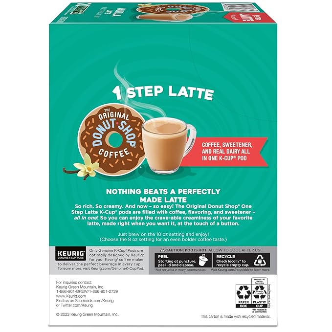 The Original Donut Shop Vanilla Latte,-Serve Keurig K-Cup Pods,Flavored Coffee,20 Count (Pack of 2)