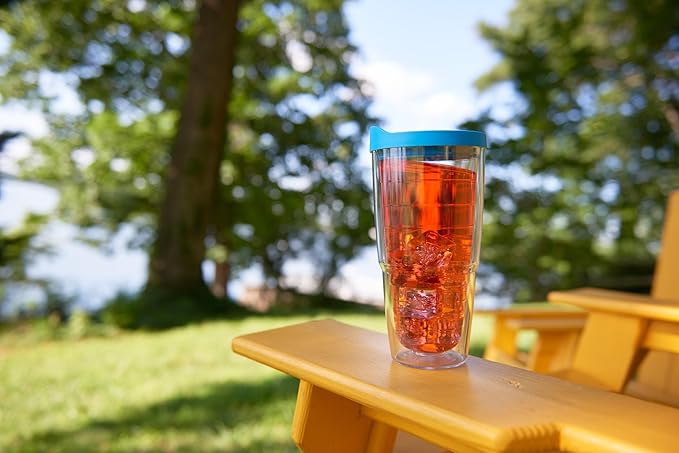 Tervis Clear & Colorful Lidded Made in USA Double Walled Insulated Tumbler Travel Cup Keeps Drinks Cold & Hot, 24oz, Hunter Green Lid