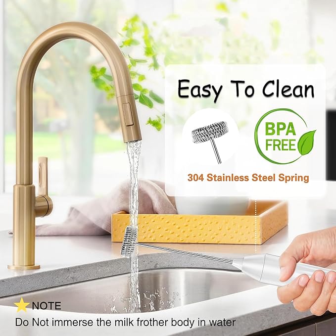 Rechargeable Milk Frother Wand 3 in 1, Handheld Drink Mixer Electric Whisk Stirrer Coffee Foam Frother with 3 Stainless Steel Whisks, 3 Speeds, USB-C Protein Powder Mixer for Cappuccino, Egg, White