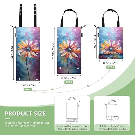 ALAZA Hanging Car Trash Bags Garbage Bag Trash Can for Back Seat Small Oilpainting Flower Washable Storage Bag Retractable 2 Pack