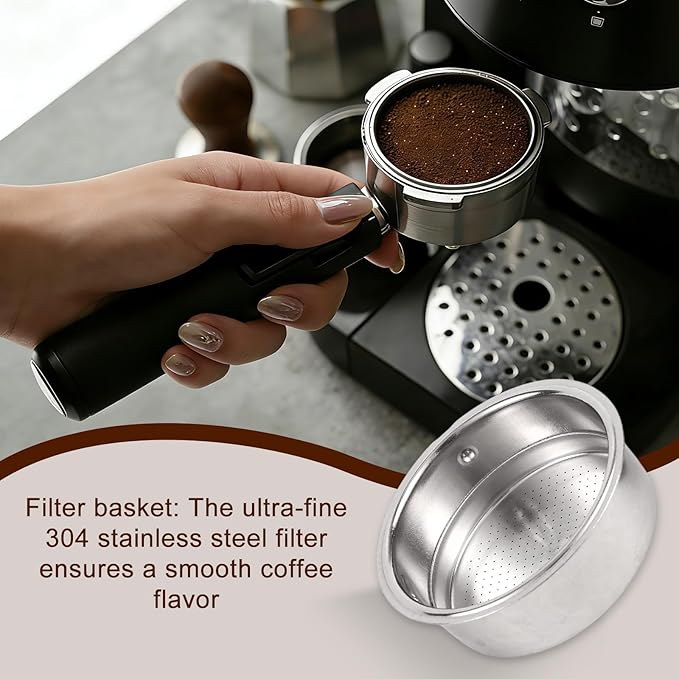 2pcs 51mm Portafilter Basket, Stainless Steel Pressurized Espresso Coffee Filter Basket for 51mm Espresso Machines (1 Cup + 2 Cup Capacity)