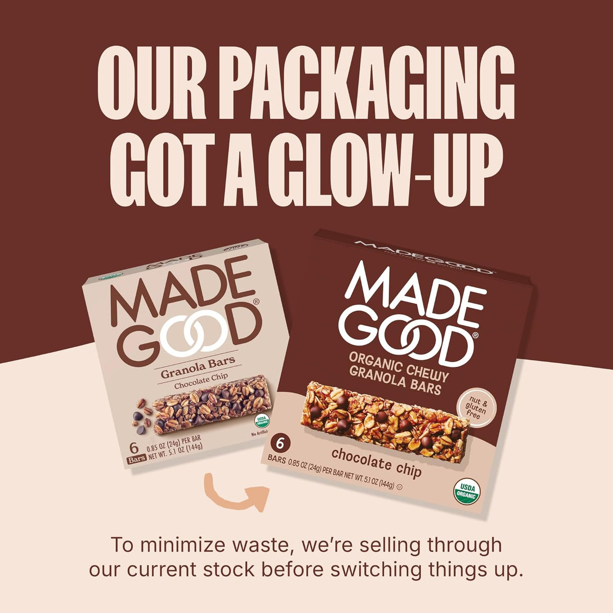 MadeGood Chocolate Chip Granola Bars, 40 Count (0.85oz Each) Contains Nutrients from Vegetables, Gluten Free Snacks