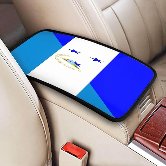 Nicaragua Honduras Flag Car Center Console Cover, Universal Waterproof Armrest Pad, Soft Comfort Cushion & Scratch-Resistant Protector for Cars, SUVs and Trucks