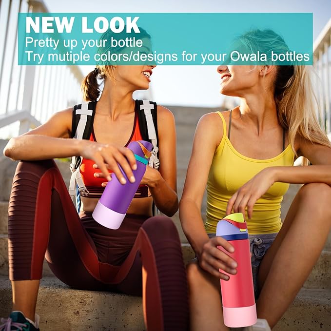 WK IEASON 2Pcs Silicone Boot for Owala Water Bottle, Protective Flask Bottom Cover Base for Owala FreeSip Twist and Flip Flask Water Bottle Accessories-2.83inch Bottom Diameter