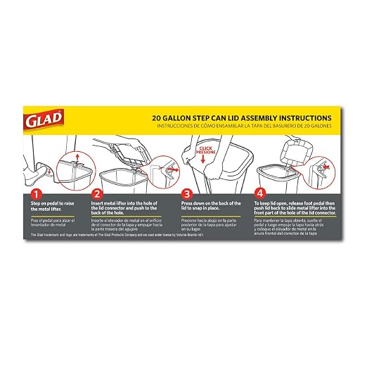 Glad Kitchen Trash Can 20 Gallon | Large Plastic Waste Bin with Odor Protection of Lid | Hands Free with Step On Foot Pedal and Garbage Bag Rings, 20 Gallon, White