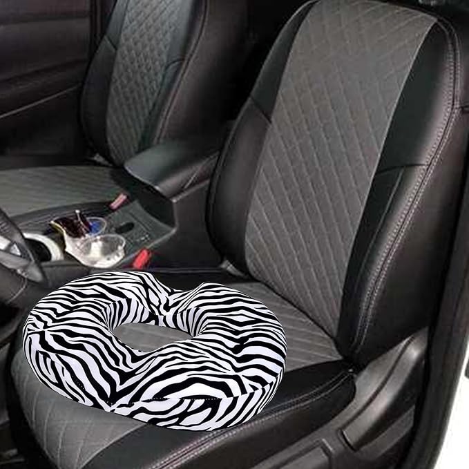 Donut Pillow for Hemorrhoids Seat Cushion for Tailbone Pain Relief - Zebra Print Home Office Chair Cushion for Long Sitting Work - Memory Foam Car Seat Cushions for Driving Butt Pain Pressure Relief