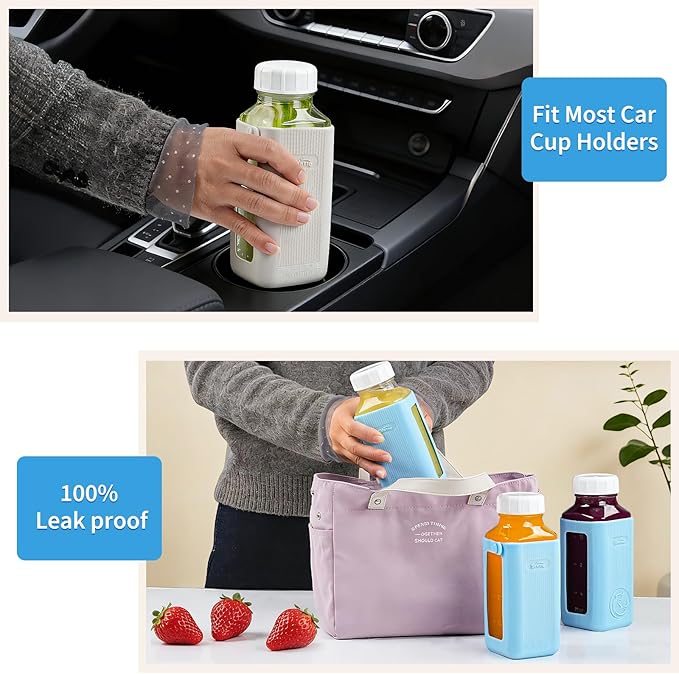 Syntic 2 Pack 16 Oz Glass Breastmilk Storage Bottle with Airtight Lids & 2 Pour Spouts, Milk Storage Containers for Fridge with Clear Scales - Day/Night Milk Collection Bottles with Protective Case