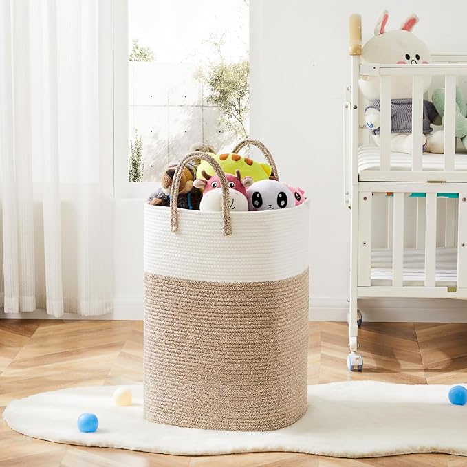 Artfeel Laundry Basket,Woven Cotton Rope Laundry Hamper,60L Versatile Storage for Dirty Clothes,Baby Toys,and Blankets in Bathroom, Nursery,and Living Room