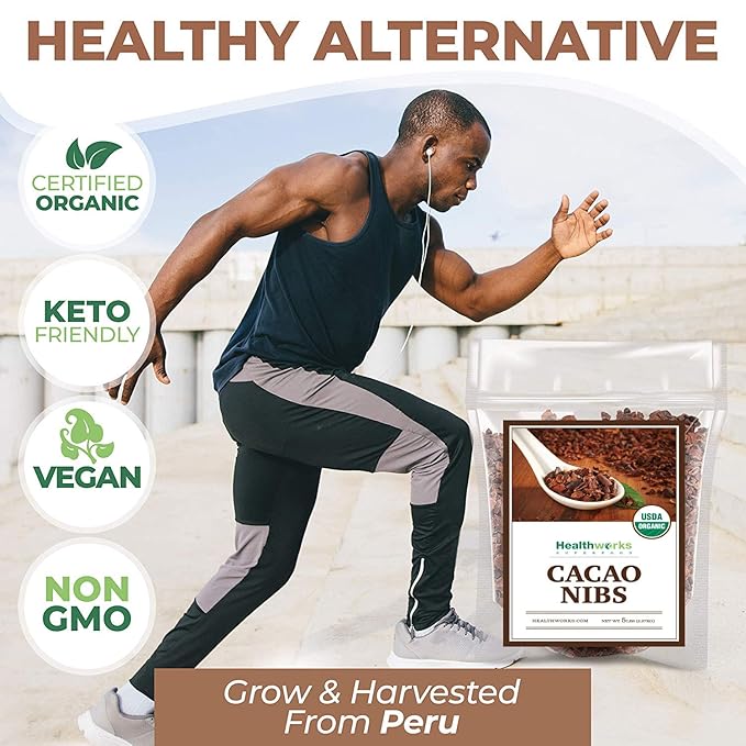 Healthworks Superfoods Cacao Nibs Organic - 80 Oz / 5 Lb - Criollo Bean - Raw Unsweetened Chocolate Substitute - Certified Organic - Keto, Vegan & Non-GMO - Antioxidant