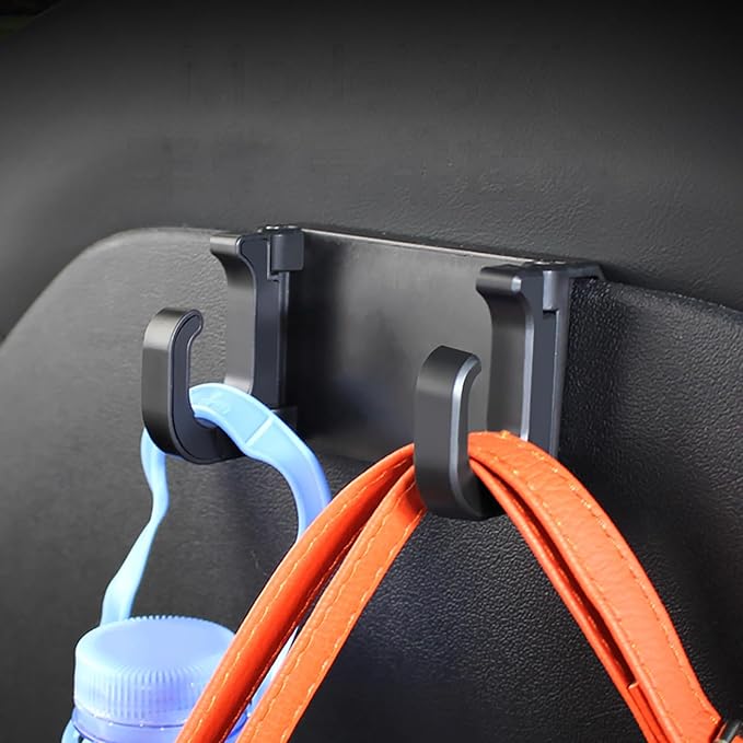 OATSBASF Seat Back Hooks for Tesla Model 3 Model Y 2017-2024, Headrest Foldable Hooks Car Bag Hook Stylish Back Seat Hanger Designed for Tesla Model 3 Y Accessories (1 Pack)