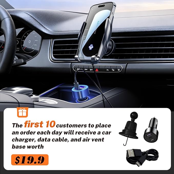 Phone Holders for Honda CRV 2017-2022 Accessories. Electric Cell Phone Car Mount Supports 15W Wireless Charging.Custom Fit CR-V Phone Holder Not Affect Air Vent and Fits All iPhone & Android.