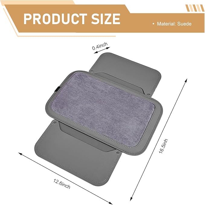 Car Center Console Cover with 2 Storage, Anti-scratch Automotive Arm Rest Cover Cushion, Vehicle Center Console Protector Pad, Universal for Most Cars SUVs (Gray)