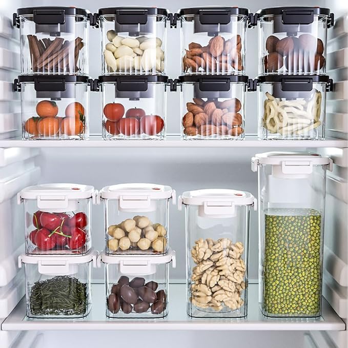 Airtight Coffee Canister Press Type Vacuum Sealing Food Storage Container Great for Beans, Grounds, Sugar, Tea, Cereal - White