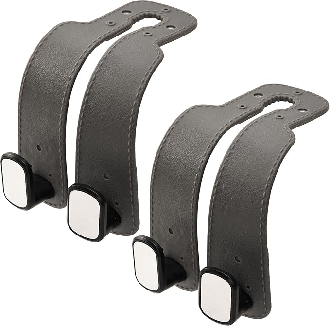ENOCHT Double Car Seat Hooks for Headrest Purse Hook for Car TPE Back Seat Headrest Hooks for Mobile Phone Holder Handbags Bags Car Backseat Organizer Accessories(Gray- 2 Pack)