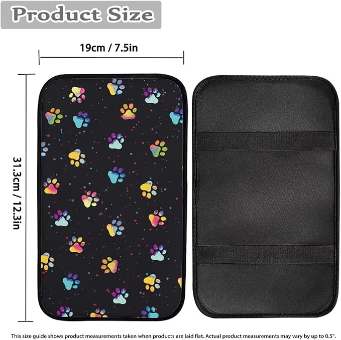 Dog Paw Print Car Center Console Cover Soft Protector Armrest Console Cover Car Center Console Cover Accessories Universal Fit Most Cars Women Men