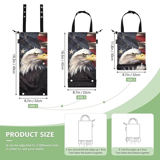 ALAZA Hanging Car Trash Bags Garbage Bag Trash Can for Back Seat Small Glede 1 Washable Storage Bag Retractable 2 Pack