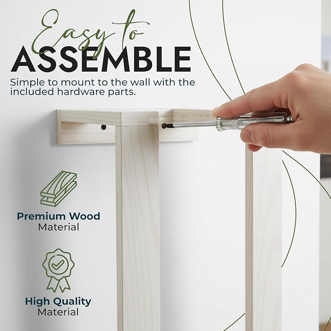 RELODECOR Blanket Wall Rack – Decorative Farmhouse Style Wooden Ladder – Rustic Quilt & Towel Holder – Wall Mounted Storage Rack for Living Room, Bedroom & Bathroom – Stylish White Design