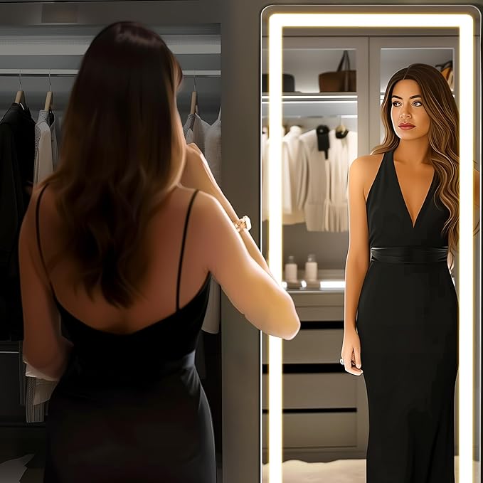 NEWBULIG Full Length Mirror, Upgraded Body Wall Mirrors with Shatter-Proof Glass, Floor Standing Mirror, Home Wall Decor