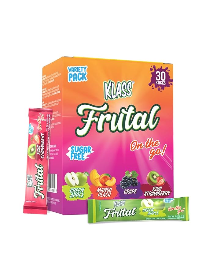 Arbol Frutal Powdered Drink Mix Variety Pack: Green Apple, Mango Peach, Grape, and Kiwi Strawberry (30 Stick Packs) - Frutal On-The-Go!