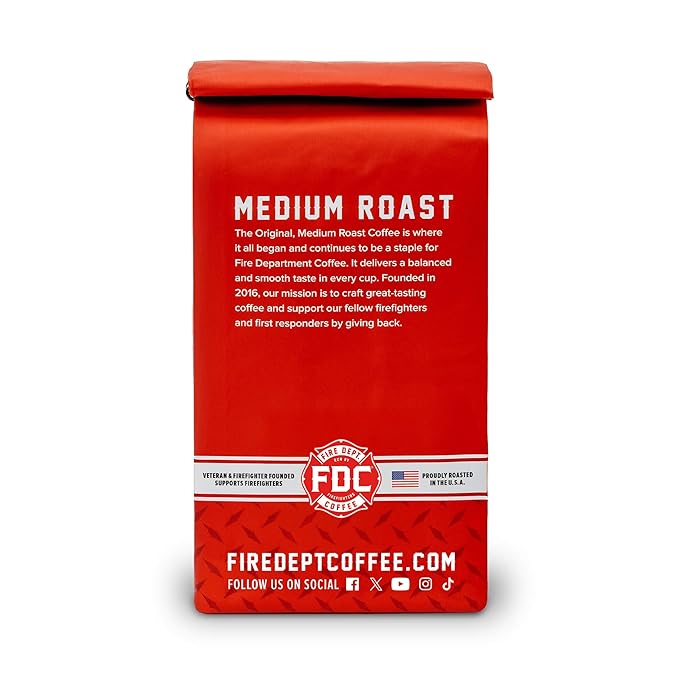 Fire Department Coffee Original Medium Roast Ground Coffee - 12 oz (2 Pack) - Gives Back to Firefighters - Roasted in the USA - Veteran Owned