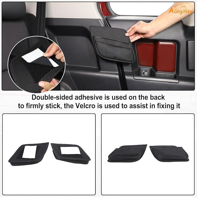 Aunginsy Car Rear Door Storage Pockets Box Compatible with Toyota FJ Cruiser 2007-2023 Car Rear Door Side Storage Bag Backseat Storage Box Rear Seat Panel Organizer Expansion Oxford Cloth Accessories
