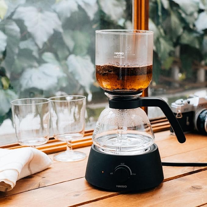HARIO Electric Coffee Syphon Compact Electric Siphon 360 ml, Practical Capacity, 360 ml, Black, Electric, Compact, Hario Glass ECA-3-B