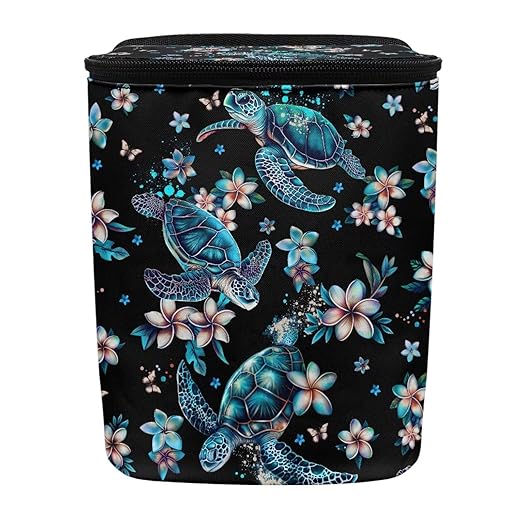 Sea Turtle Car Trash Bags Hanging Automotive Car Garbage Cans for Front Seat Tropical Flower Multipurpose Car Garbage Bin with Adjustable Straps Reusable Auto Trash Bin Garbage Bags