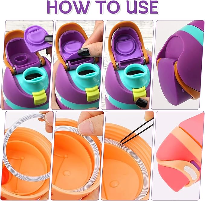 4 Sets Replacement Rubber Stopper and O Ring Gasket Compatible with Owala FreeSip 24oz 32oz,Water Bottle Lid Insert Cap Seal Parts for Owala 16/19/24/32/40oz Mouthpiece Accessories Z4K4