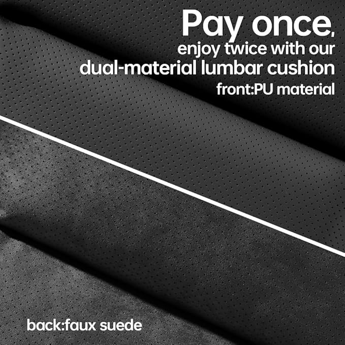 Car Lumbar Support Reversible Design Fixes Waist Gap Improves Driving Comfort Double-Sided Perforated enhances air Circulation Durable maintains Shape Long Lasting use 1P(Black)