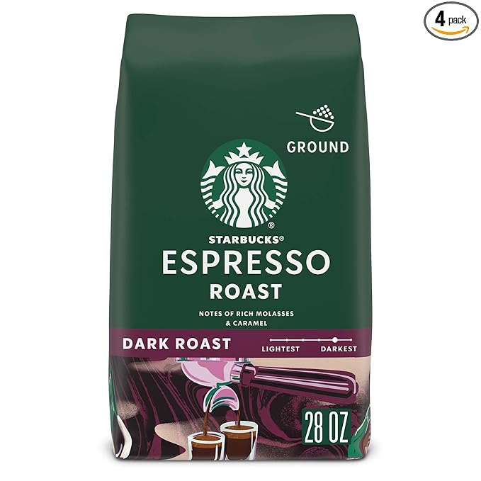 STARBUCKS® Espresso Roast – Ground Coffee 28oz (4 Bags)