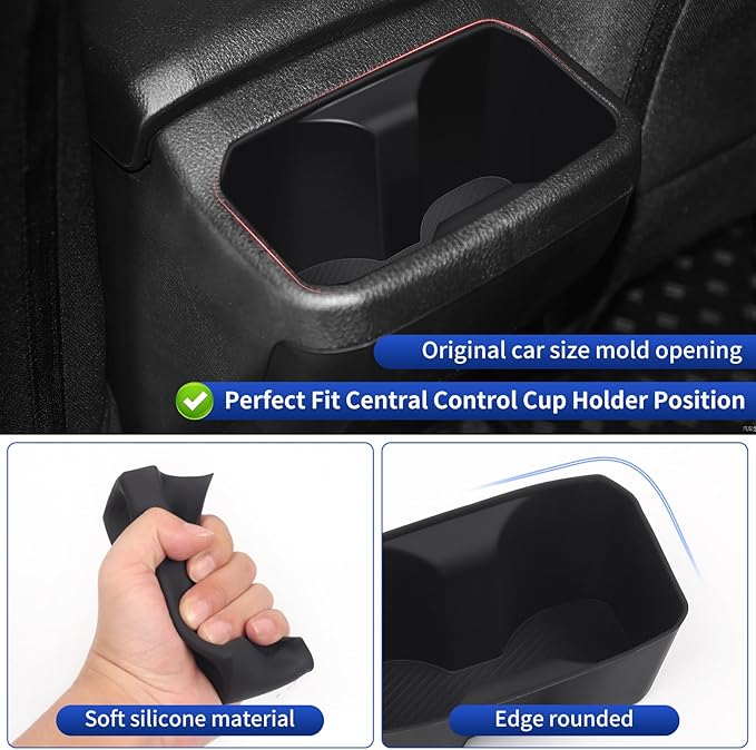 Armrest Box Rear Water Cup Mat Suitable for 2016-2023 Toyota Tacoma Rear Storage Silicone Case Interior Modification Accessories(Armrest Box Rear Water Cup Mat)