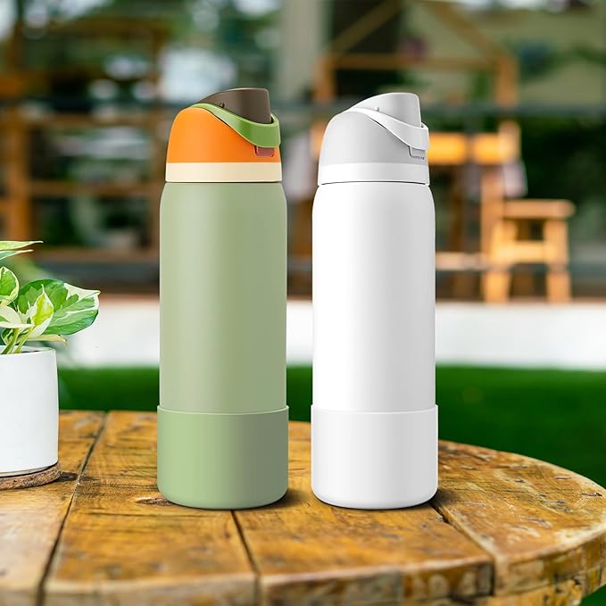 2PCS Silicone Water Bottle Boot for Owala 24oz 32oz 40oz, Anti-Slip Protective Sleeve Bottom Bumper Protector for FreeSip, Twist, and Flip Stainless Steel Water Bottles