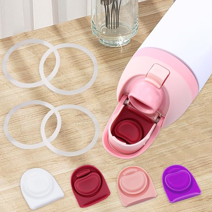4 Sets Replacement Stopper and O Seal Ring for Owala FreeSip 24oz 32oz,Water Bottle Top Gasket Lid for Owala 16/19/24/32/40oz Seal Bottle Cap Mouth Stopper Part Silicone Insert Accessories(4 colors
