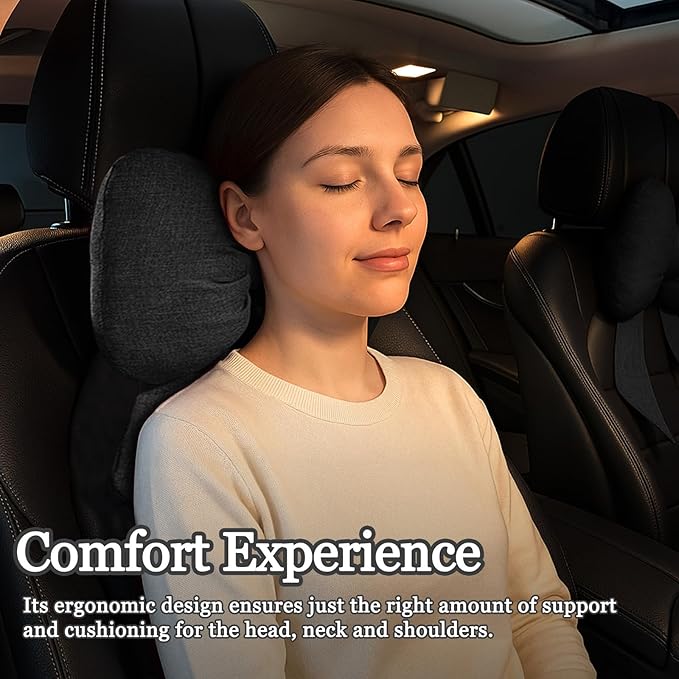 wuyaoyao Bow Car Headrest Pillow, Cute Bow Shape Car Neck Pillow, Soft Comfortable Automotive Seat Headrest Pillows for Driver, Universal Vehicle Neck Support Cushion for Sleeping Travel(Black)