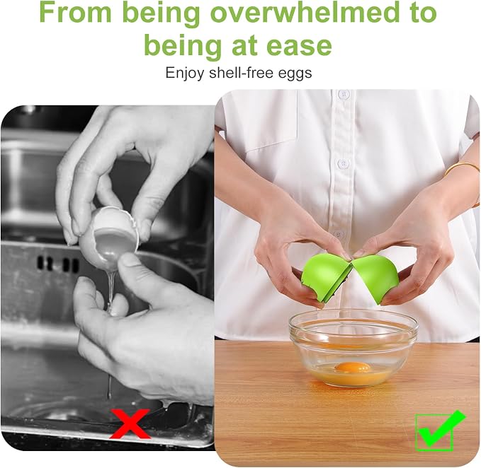 Egg Cracker, Silicone Egg Shell Opener, Cute Egg Shaped Design, Opens Eggs with Ease, A Little Happiness Boost for Your Kitchen (1, Green)