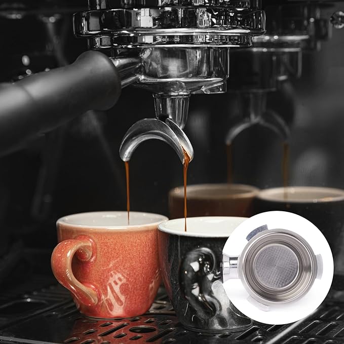 2 Pcs Stainless Steel Coffee Filter, 51mm Pressurized Espresso Filter Basket for Portafilter Machines Espresso Machine Parts Compatible with 51mm Portafilter Coffee Machines (1+2 Cups Capacity)