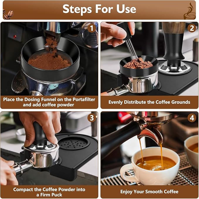 51mm Espresso Accessories Kit - Includes Spring-Loaded Espresso Tamper, WDT Tool with Magnetic Stand, Dosing Funnel & Tamping Mat | Professional Espresso Tool for Home Baristas