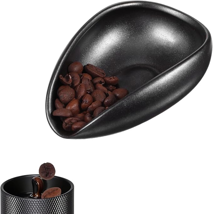 Ceramic Coffee Dosing Cup Tea Storage Tray Bowls Coffee Bean Dosing Vessel Weigh Single Dose Measuring Container for Loose Leaf Tea (Black)