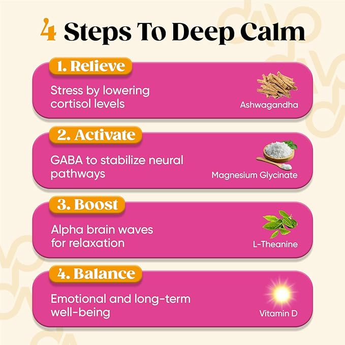 Venture Pal Calm Drink Mix, Cortisol Reducer and Sleep Aid with Magnesium Glycinate, Ashwagandha, L-Theanine,Vitamin D, Calm Magnesium Powder for Relax & Focus, No Sugar, Non GMO, Vegan & Gluten-Free
