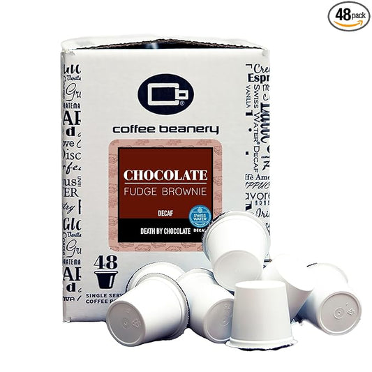 Chocolate Fudge Brownie Decaf Coffee Pods by Coffee Beanery | 48ct Bulk Medium Roast Arbica Coffee