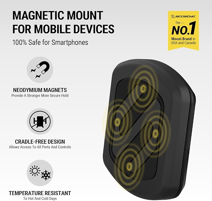 Scosche MAGVM2I MagicMount Magnetic Car Phone Holder, Strong Magnet Car Mount for iPhone and Android, Secure Magnetic Cell Phone Mount for Air Vent, Universal 360° Adjustable Mobile Cellphone Holder