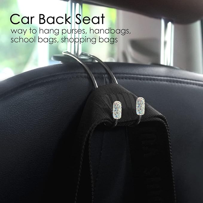 2024 Upgraded Bling Auto Hooks ,Car Hangers Organizer Seat Headrest Hooks，Bag Organizers Rack and Hanger, Heavy-duty Car Seat Hooks, Backseat Storage Hooks, Universal for SUV Truck Vehicle 2 Pack