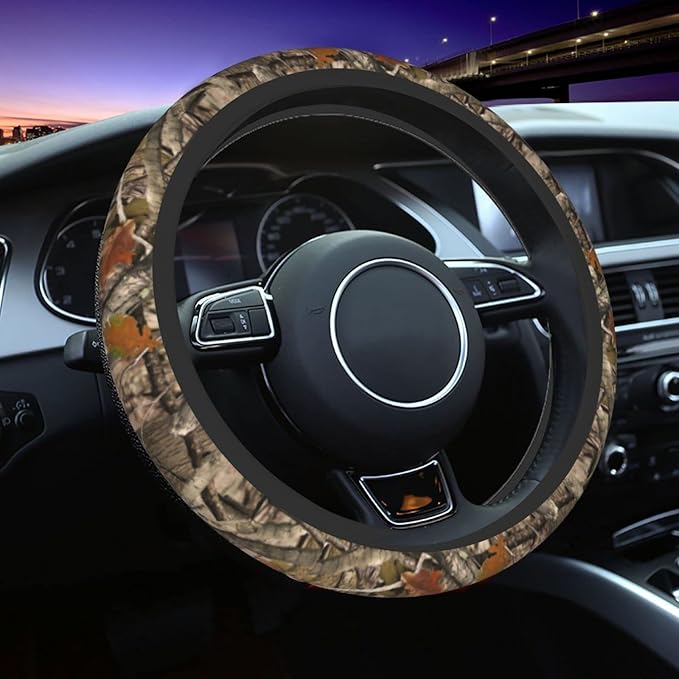 Forest Camo Hunting Universal 15 Inch Steering Wheel Covers Non Slip Neoprene Car Wrap Cover for Adults